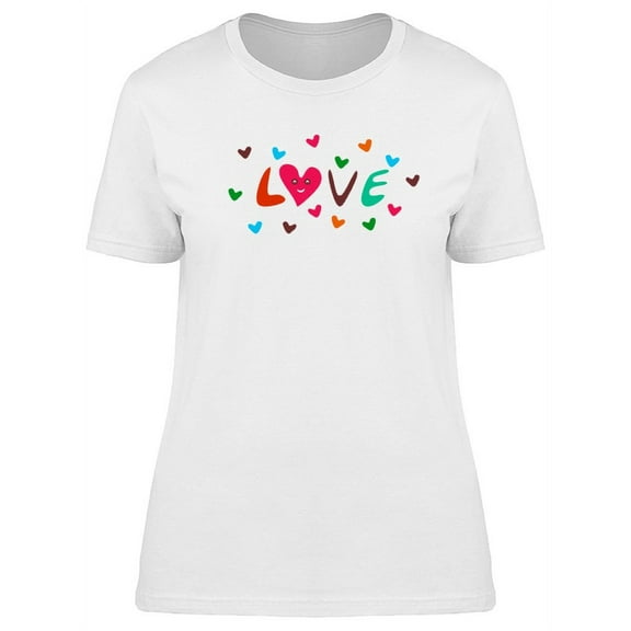 Love With Tiny Heart Doodles T-Shirt Women -Image by Shutterstock, Female Medium