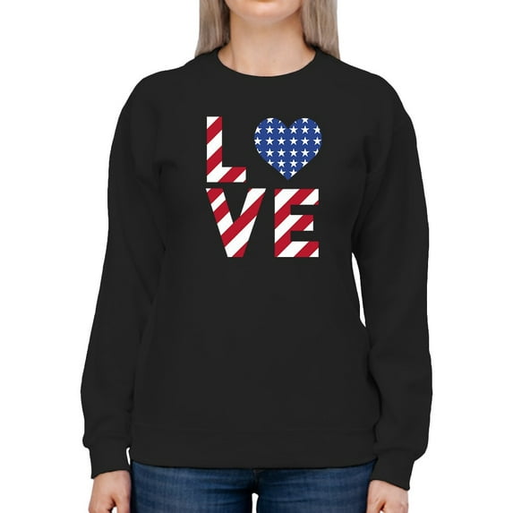 Love With Usa Flag Pattern Sweatshirt Women -GoatDeals Designs, Female 5X-Large