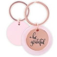 thumbnail image 1 of With Love Women's Keychain, Be Grateful Rose Gold Heart Medallion Pink Faux Leather Engraved Design Inspirational Quote Key Ring Ladies Accessory for Her Birthday, Luggage ID, Backpack/Bag Charm, 1 of 3