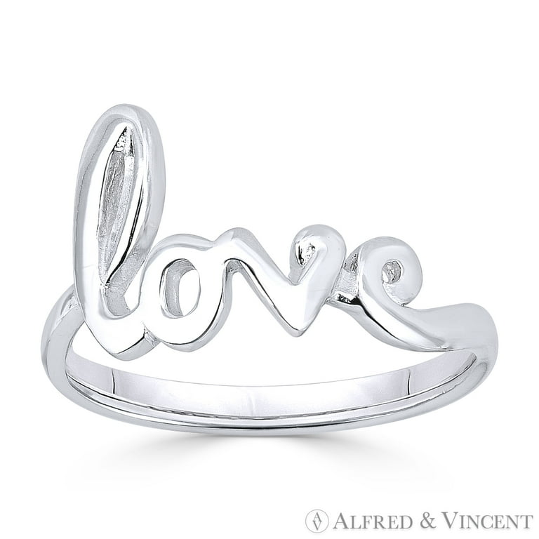 Sterling Silver Love Ring Script Cursive Writing Sterling Silver Love Ring Script Cursive Writing