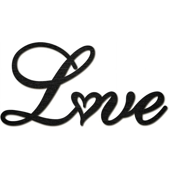 Love Word Cutout Sign Laser Cut Wood Letter Sign Heart Wall Decor Unfinished Wooden Signs Wall Art Basswood Hanging Sculpture Decor for Crafts DIY Home Farmhouse Bedroom Black 11.9x5.9Inch 1 pc