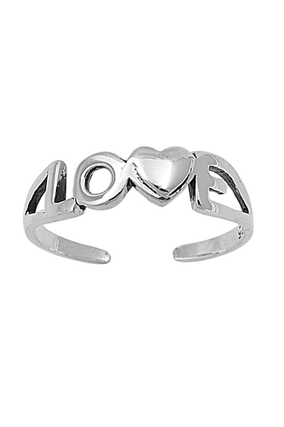 Love Word Heart Knuckle/Toe Ring Sterling Silver