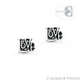 thumbnail image 1 of "Love" Word Script Charm Stud Earrings in Oxidized .925 Sterling Silver, 1 of 1