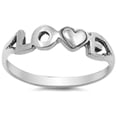 thumbnail image 1 of Love Word in Fancy Font Heart Ring Sterling Silver Size 6, 1 of 3