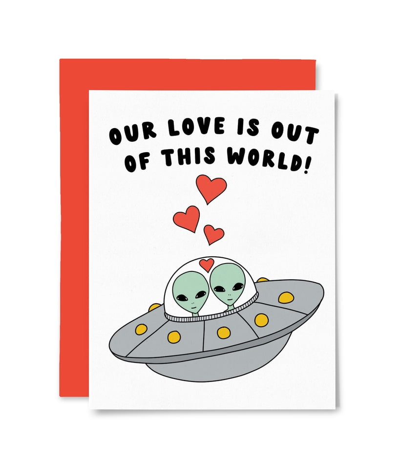Our Love is Out of This World Card – Cute Alien Couple Design ...