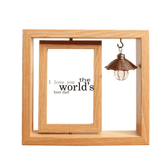 Love World's Best Dad Festival Quote Wooden Rotating Picture Photo Frame 4x6