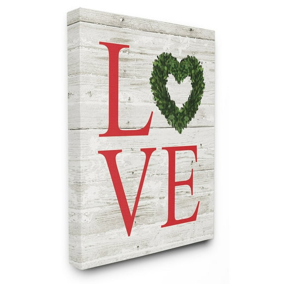 Love Wreath Planked Stretched Canvas Wall Art, 16 x 1.5 x 20