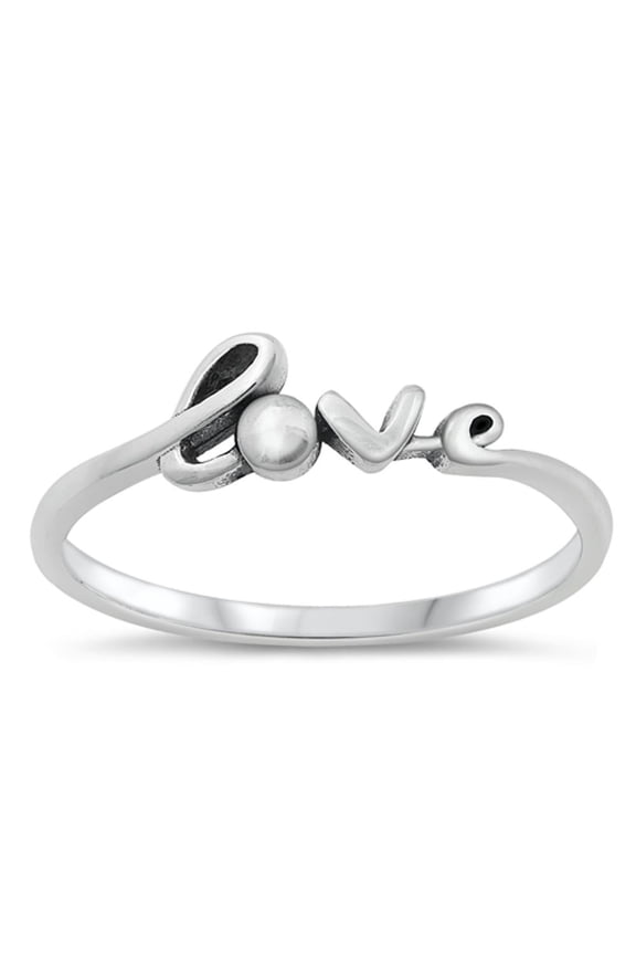 Love Written Script Cursive Ring .925 Sterling Silver Band Jewelry Female Male Unisex Size 4