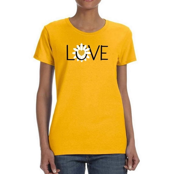 Love Yellow Daisy T-Shirt Women -Image by Shutterstock, Female 3X-Large