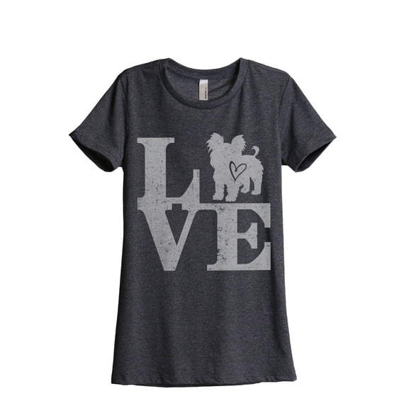 Love Yorkie Women's Fashion Relaxed T-Shirt Tee Charcoal Gray Large