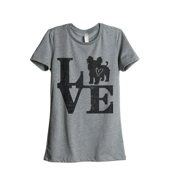 Love Yorkie Women's Fashion Relaxed T-Shirt Tee Heather Gray Large