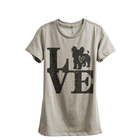 Love Yorkie Women's Fashion Relaxed T-Shirt Tee Heather Tan Medium
