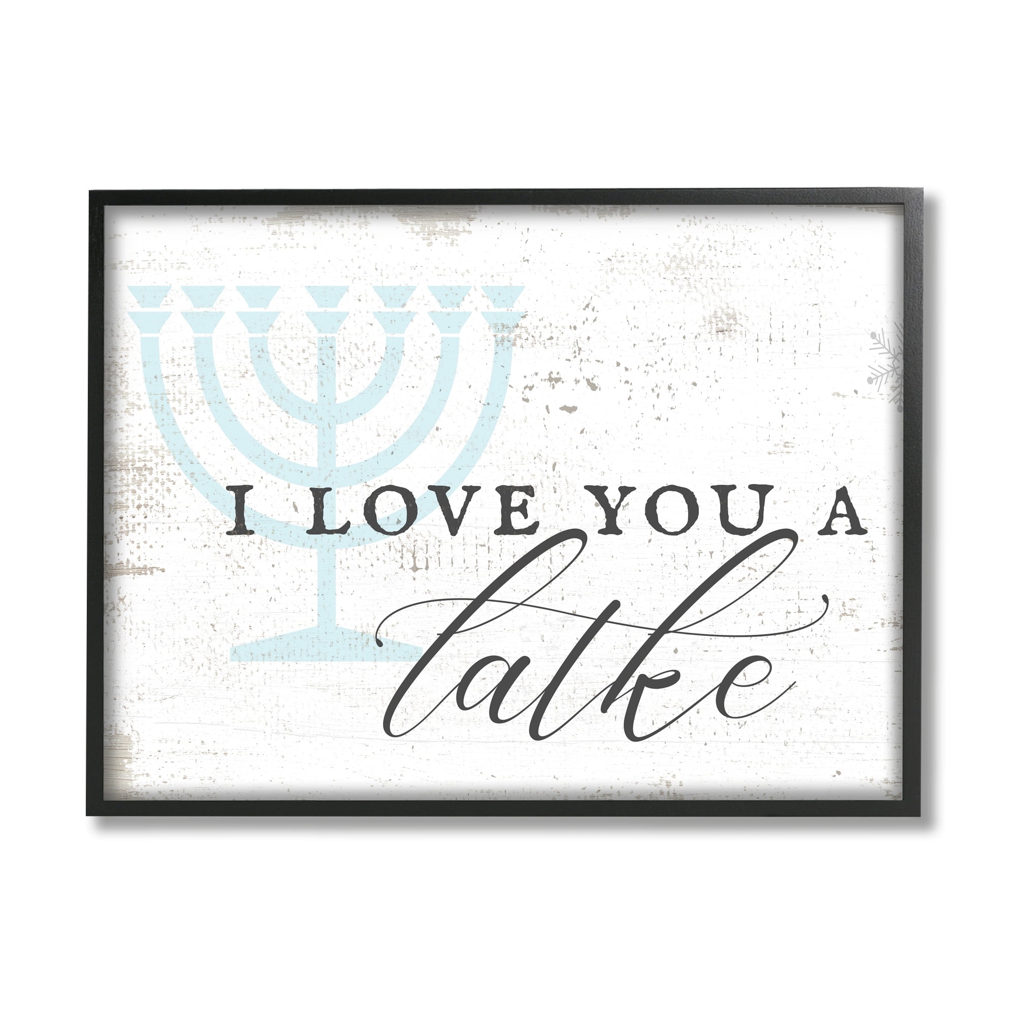 Love You A Latke Clever Rustic Hanukkah Typography Inspirational Graphic Art Framed Art Print Wall Art