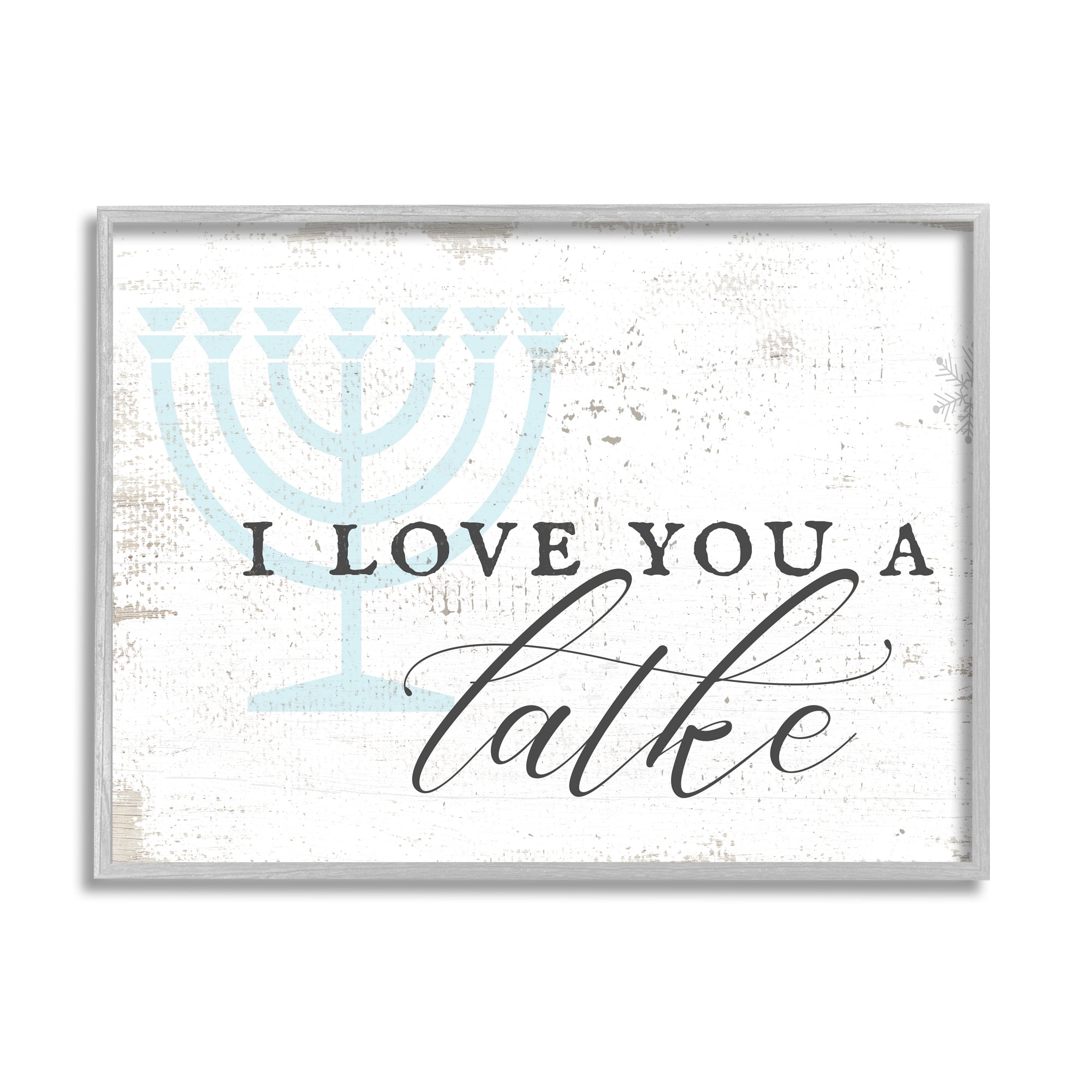 Love You A Latke Clever Rustic Hanukkah Typography Inspirational Graphic Art Framed Art Print Wall Art