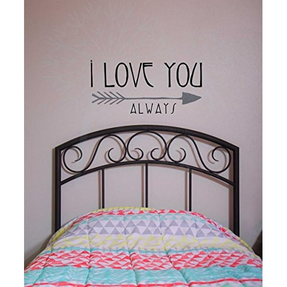 Love You Always Popular Arrow Vinyl Stickers Wall Decals Bedroom Decor Sayings 2-color, 23x11-Inch, Black/Storm