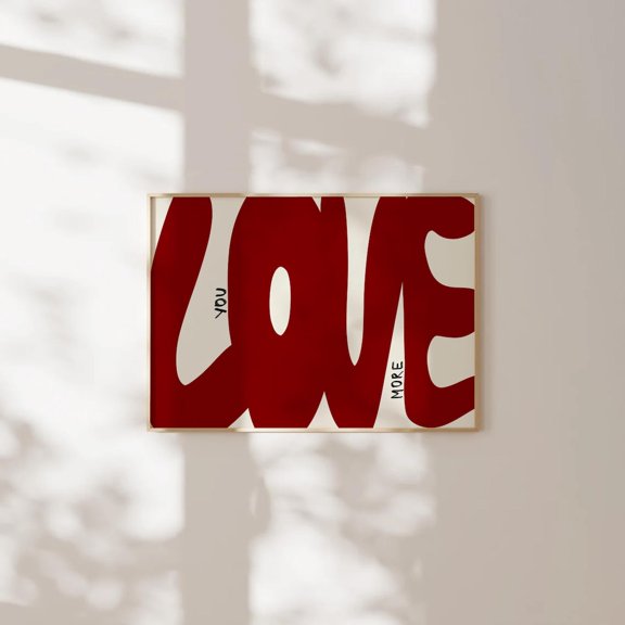 Love You Art Print Retro Hand Drawn Red Poster Cool Apartment Art Living Room Wall Decor Positive Above Bedroom Trendy Wall Art