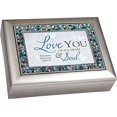 thumbnail image 1 of Love You Brushed Silver Finish Jeweled Lid Jewelry Music Box Plays Tune Amazing Grace, 1 of 1