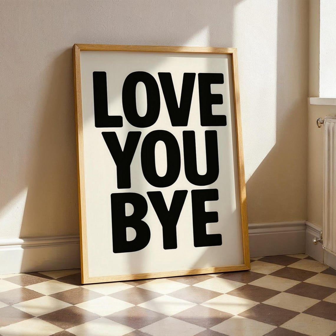 Love You Bye Bold Black White Typography Entryway Wall Art, Stretched ...