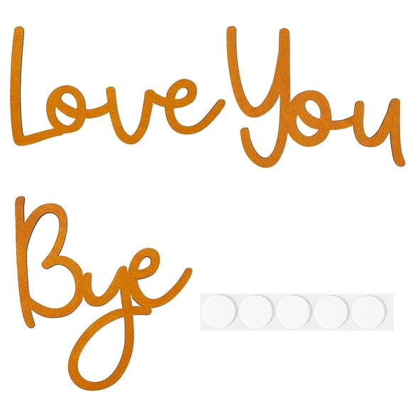 Love You Bye Sign Above Door Wood Words Home Wall Decor Wooden Script Entryway Hallway Wall Art Decorations with Stickers