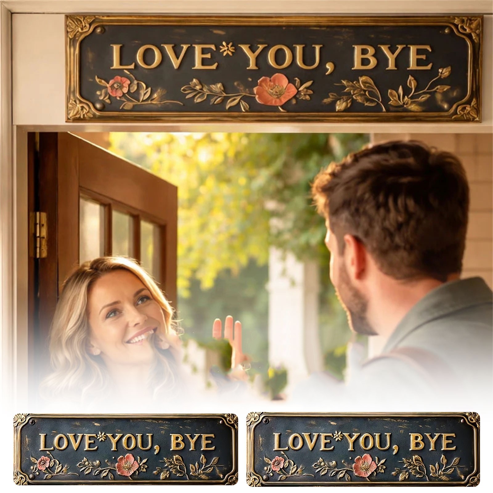 Love You Bye Metal Sign – Black Door Topper For Hallway Or Entryway Decor