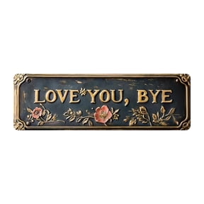 Love You Bye Sign Above Door,Love You Bye Wall Decor,Vintage Metal Wall Sign,Aluminum Vintage and Distressed Look Hanging Plaque for Decoration,Metal Love Quote Sign for Home Decor,1 Pack,8x3 Inch