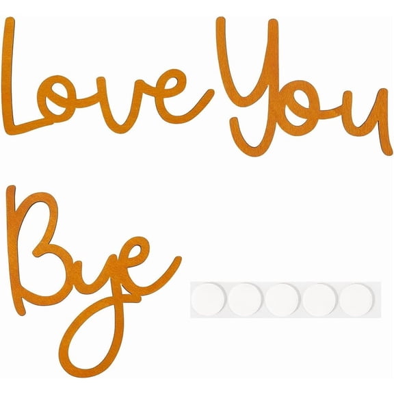 Love You Bye Sign Above Door Wood Words Home Wall Decor Wooden Script Entryway Hallway Wall Art Decorations with Stickers for Valentine's Decor Express Love and Warmth Family Sign diy