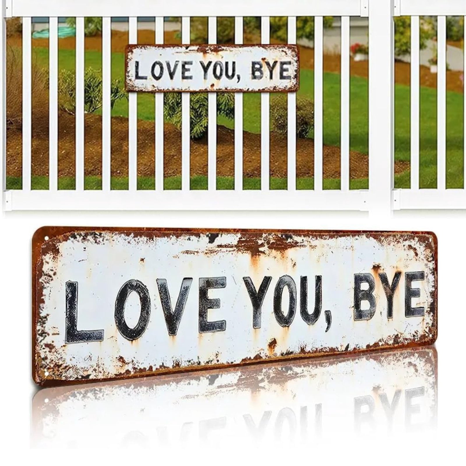 Love You Bye Sign, Vintage Metal Wall Sign, 16 X 4 Inch Aluminum Rustic ...
