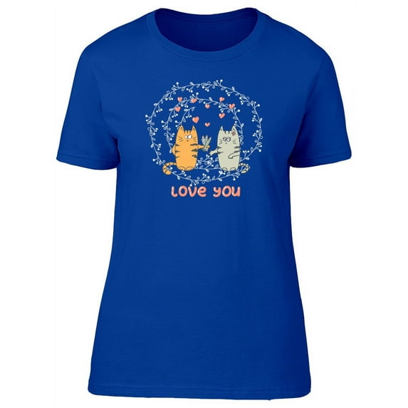 Love You Cat Couple T-Shirt Women -Image by Shutterstock, Female Large