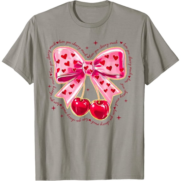 Love You Cherry Much Coquette Bow Heart Love Day Women T-Shirt