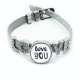 thumbnail image 1 of Love You Cute Quote Handwrite Style Bracelet Wristband Crystal Love Adjustable Bangle, 1 of 2