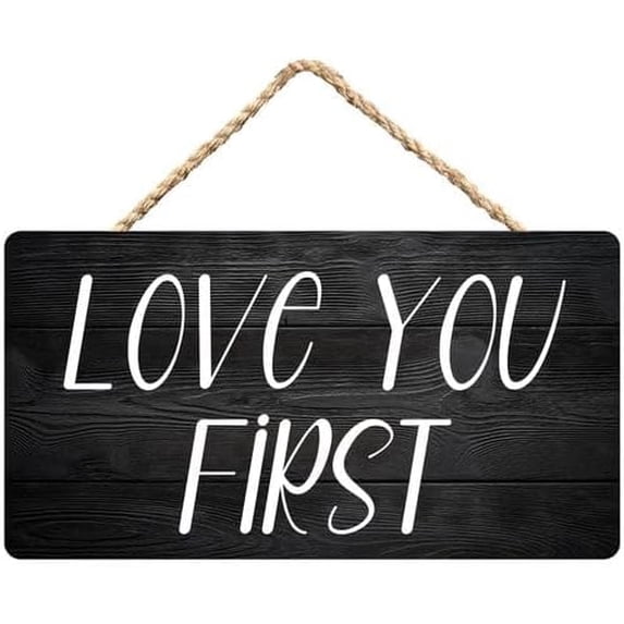 Uou First Love You First Funny Wooden Wall Plaque 12 x 8 Inch - Bedroom & Living ...