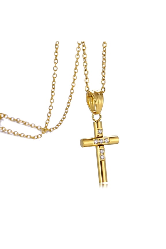 Love You Forever Cross Necklace, 14K Yellow Gold Infinity Pendant Classic Faith Prayer Jewelry,Gift for Girlfriend Family Friends