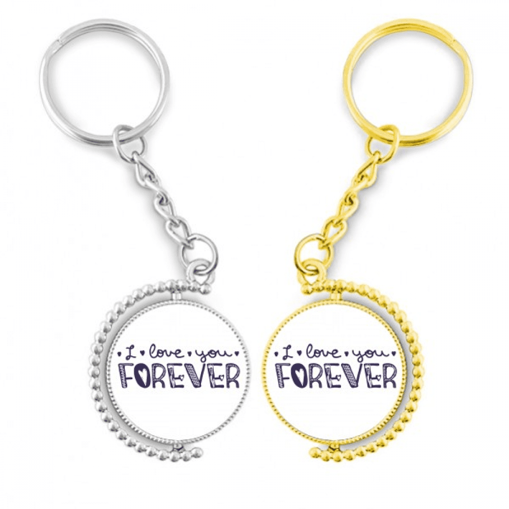 Love You Forever Cute Quote Style Rotating Rotating Key Chain Ring Accessory Couple Keyholder