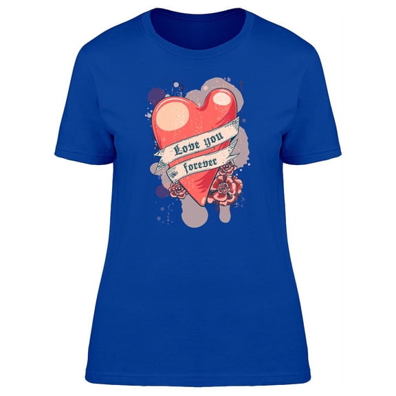 Love You Forever Heart Ribbon T-Shirt Women -Image by Shutterstock, Female x-Large
