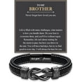 thumbnail image 1 of Love You Forever Leather Bracelet Gifts for Men Him Teen Boys, To My Brother Son Grandson Nephew Friend Dad Husband Christmas Birthday Valentines Fathers Day Graduation Back to School Gifts, 1 of 6
