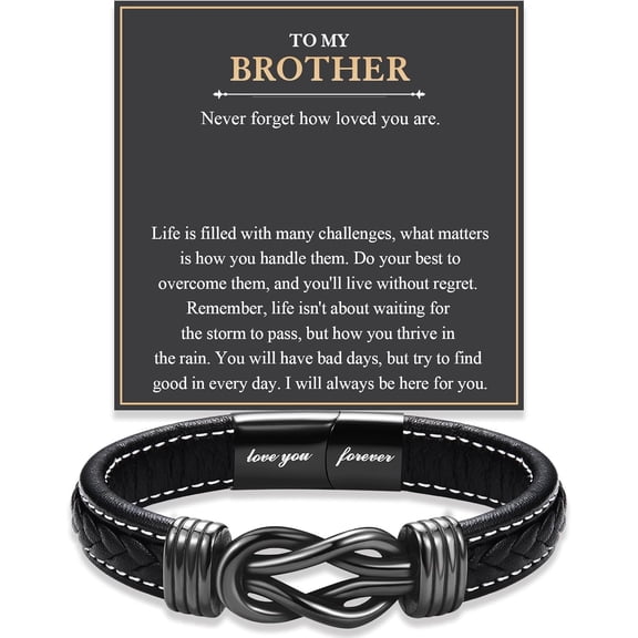 Love You Forever Leather Bracelet, Men, Grandchildren, Friends, Fathers, Husbands, Christmas, Birthday, Valentine's Day, Father's Day, Graduation, Back-to-School Gifts