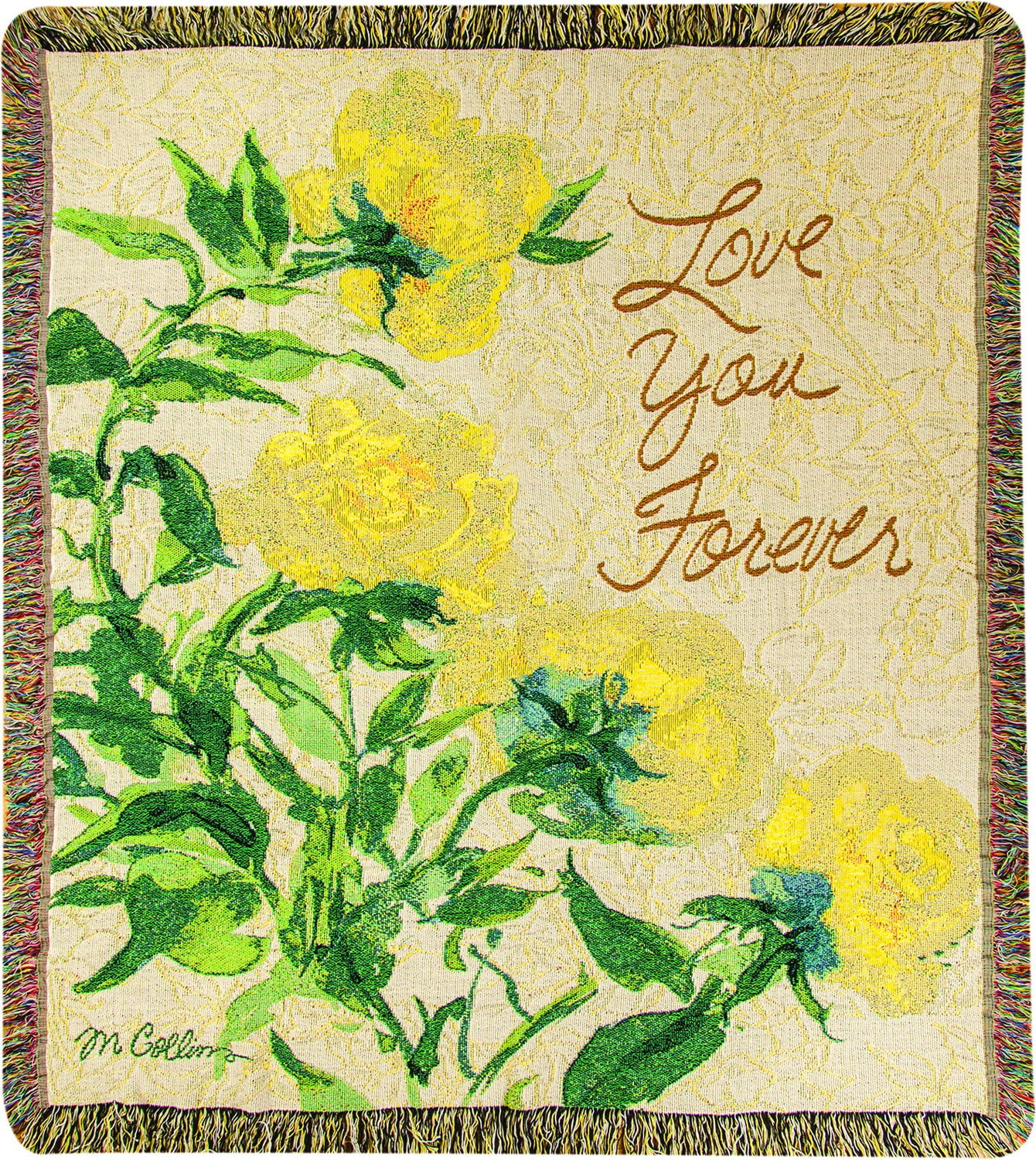 Love You Forever Floral Cotton Tapestry Throw Blanket