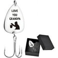 thumbnail image 1 of Love You Grandpa Engraved Fishing Hook with Gift Box Metal Treble Fishhooks Fishing Circle Hook with Gift Box Fishing Lures Hook Fishing Tackle for Father's Day Birthday Gift, 1 of 9