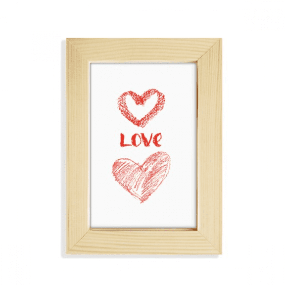 Love You Heart Red Quote Handwrite Desktop Display Photo Frame Picture Art Painting 5x7 inch