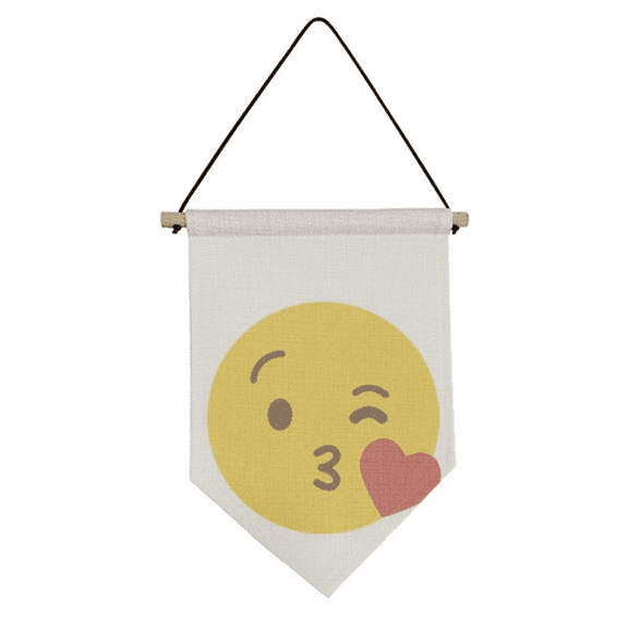 Love You Kiss Cute Online Chat Face Canvas Flag Hanging Wall Art Decor Banner