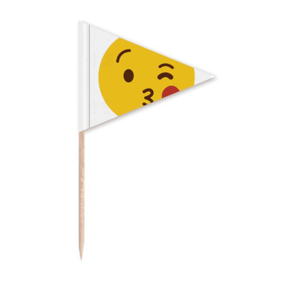 Love You Kiss Cute Online Chat Face Toothpick Triangle Cupcake Toppers Flag