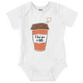 thumbnail image 1 of Love You Latte Adorable Coffee Pun Romper Boys or Girls Infant Baby Brisco Brands NB, 1 of 6