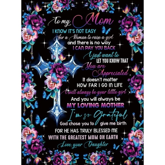 Love You Letter Blanket Fleece Throw Blanket Loving Gifts for Easter Mother''s Day Father''s Day Birthday 50" * 60" (Cross- to My Mom)