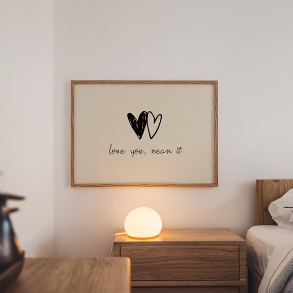 Love You Mean It Heart Quote Poster Minimalist Horizontal Wall Art Decoration 1 Unframed Paper Print