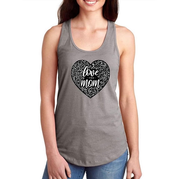 Love You Mom Carved Heart Racerback Tank Women -Image by Shutterstock, Female Medium