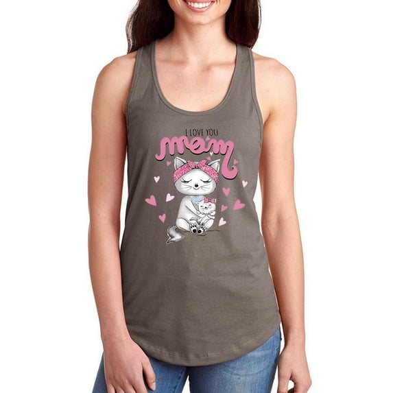 Love You Mom Cat N Kitten Racerback Tank Women -Image by Shutterstock, Female Large