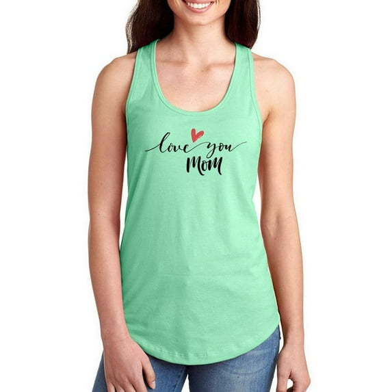 Love You Mom Minimalistic Racerback Tank Women -Image by Shutterstock, Female Small