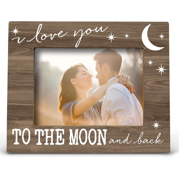 Love You to the Moon and Back Picture Photo Frame,Love Gifts for Him Her Romantic Couples,Wedding Anniversary Valentine 's Day Gifts for Girlfriend Boyfriend Husband Wife (5x7 Inch Photo)