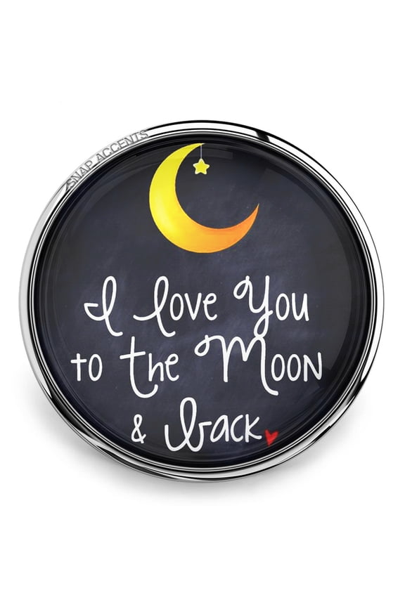Snap Jewelry 18MM Love You to the Moon and Back Ginger Charm with Black Background