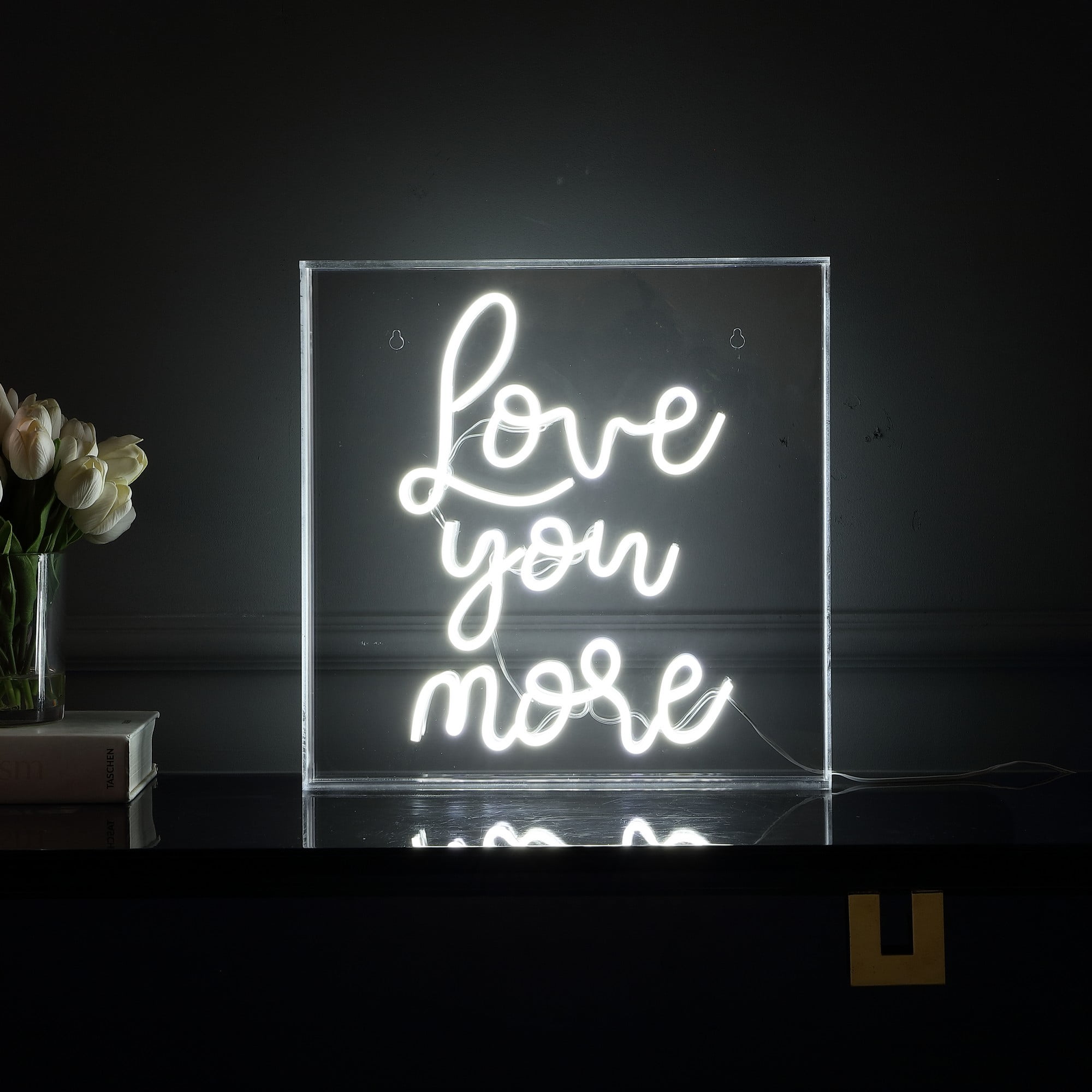 Love You More White Acrylic Box USB LED Neon Light